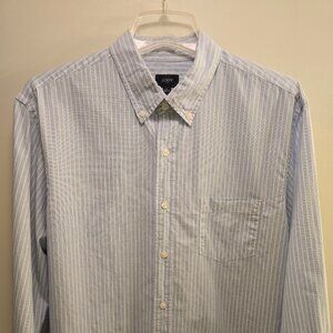 J. Crew Men's Blue and White striped Shirt